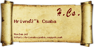 Hrivnák Csaba névjegykártya